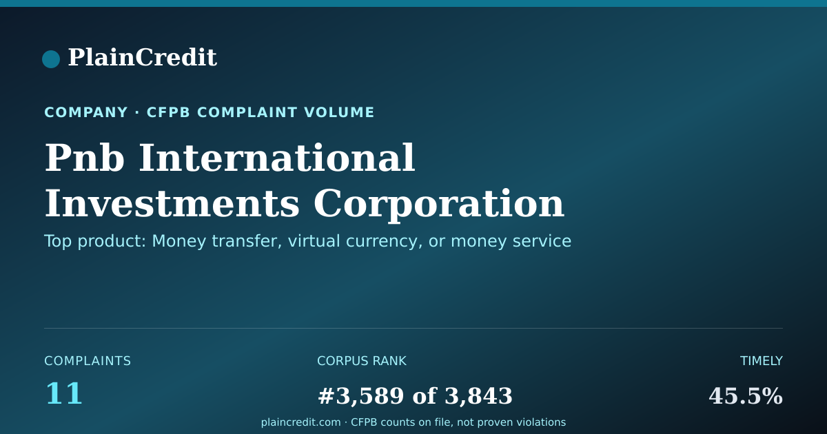 Shareable card for Pnb International Investmen… CFPB Complaint Profile
